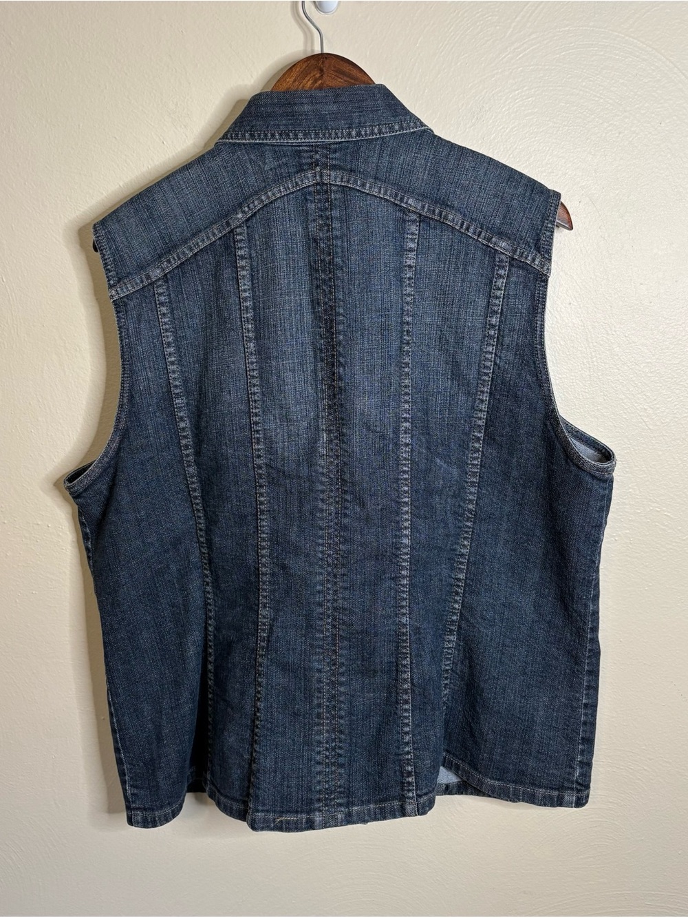 Chico’s Platinum Denim Vest 3 XL Button Front Sleeveless Jean Vest Dark Wash - Picture 5 of 11